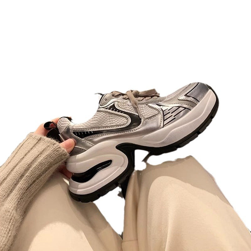 Women's Mom Fashionable Lace Up Breathable Mesh Sneakers