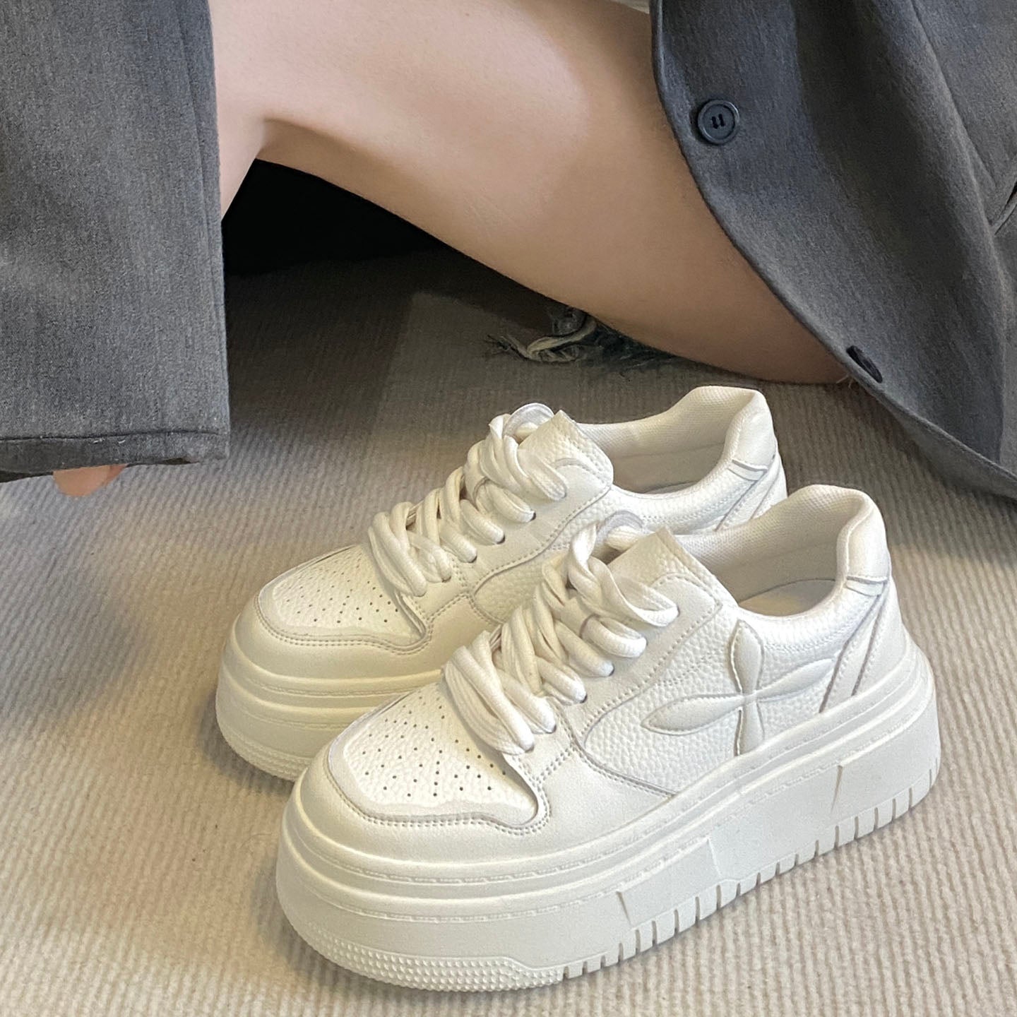 Women's Soft Thick-soled White For Classic Style Slimming Increased Autumn Women's Casual Shoes