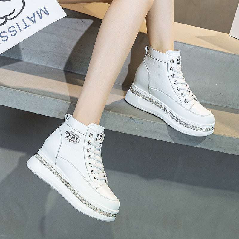 Women's Platform Muffin Height Increasing Insole Genuine Sneakers