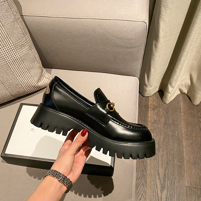 Women's Mini Little Bee Mary Jane Platform Thick Bottom British Loafers