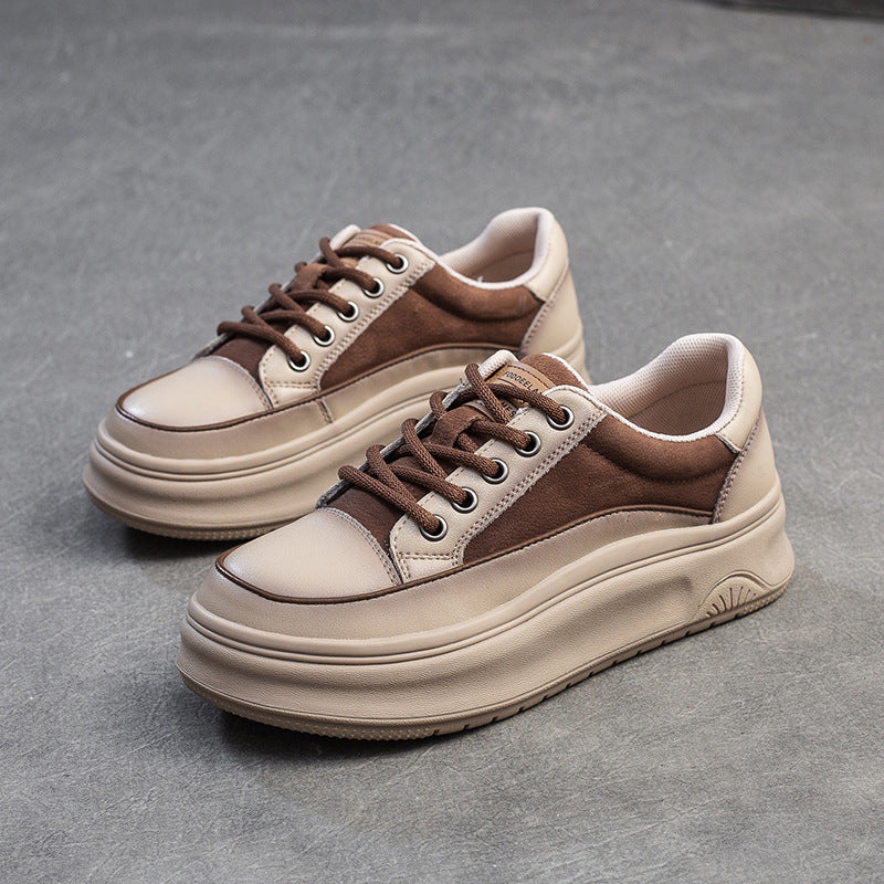Women's Layer Cowhide Polished White Style Comfortable Women's Casual Shoes
