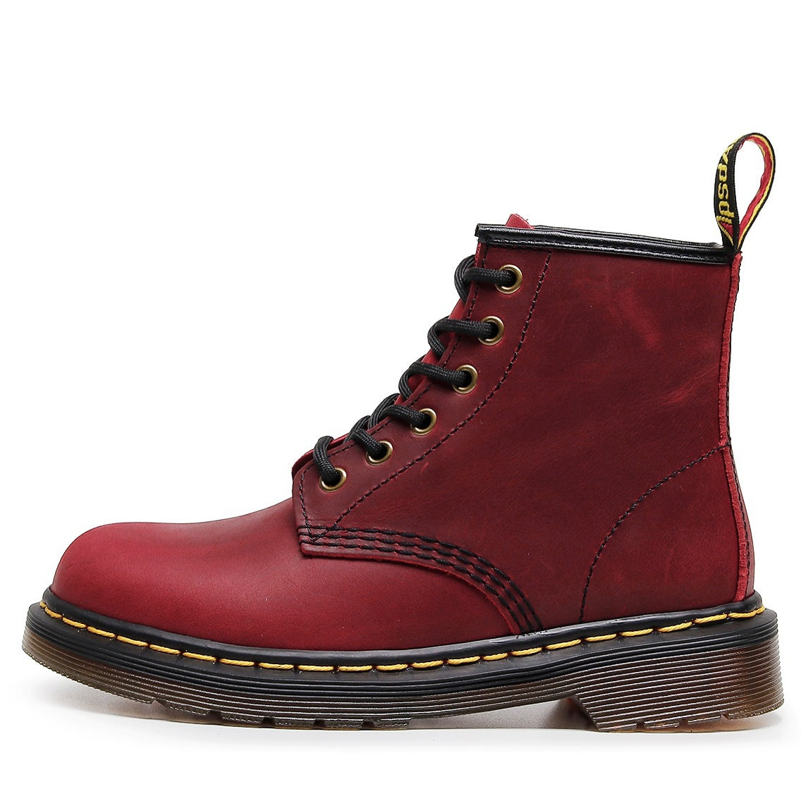 Women's & Men's Crazy Horse Dark Brown Motorcycle Retro British Style Short Round Women's Leather Boots