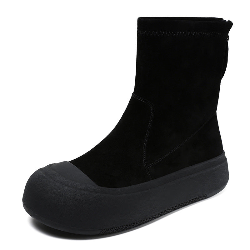 Style Fashion Back Zip Short Skinny Women's Leather Boots