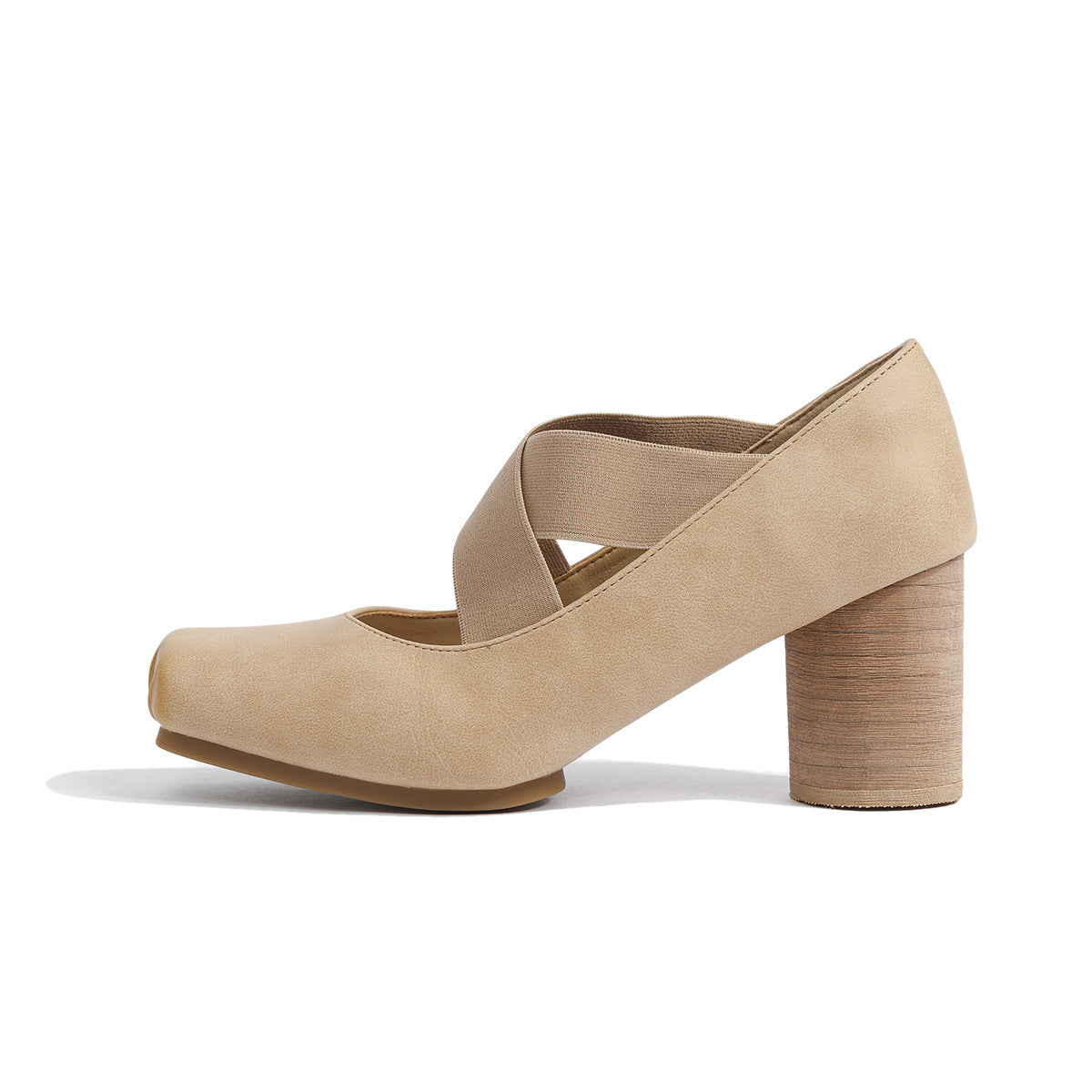 Jane Pumps French Retro Cross Strap Square Toe Women's Shoes