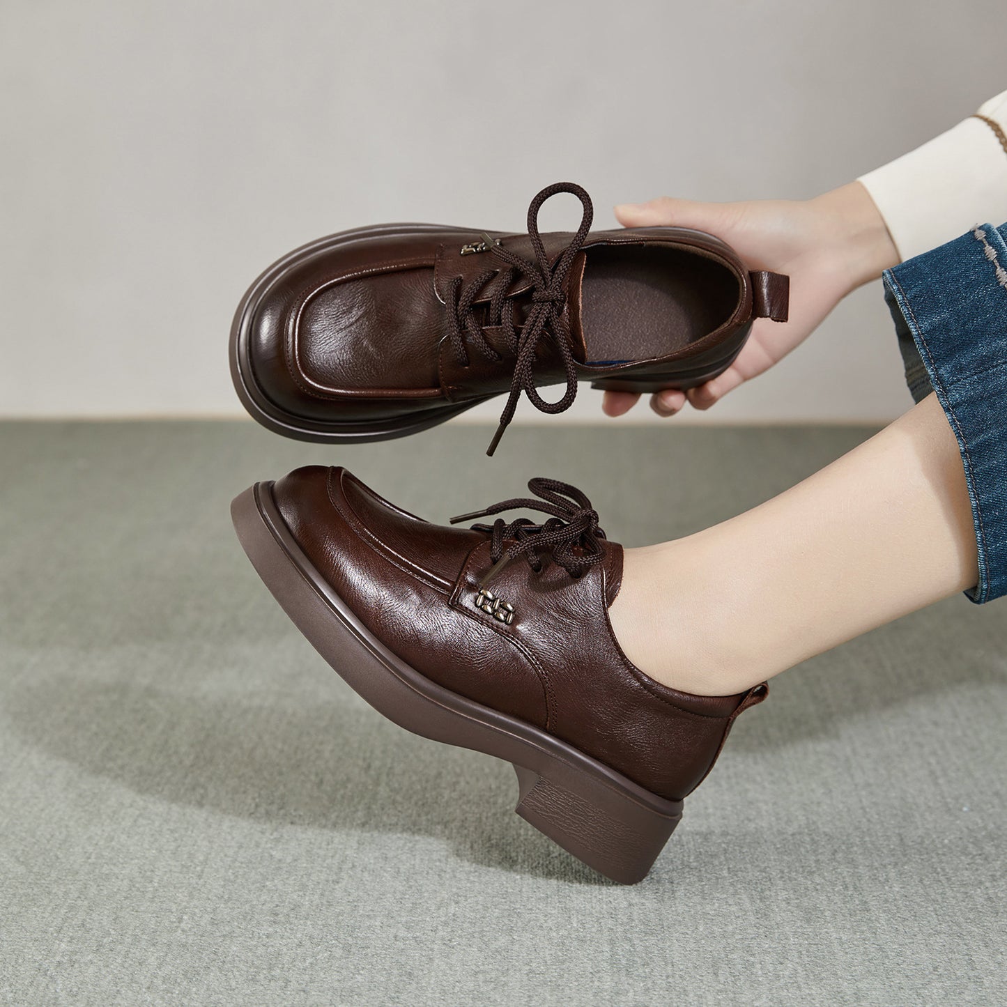 Women's Spring Pumps Genuine Inner Match Skirt Loafers