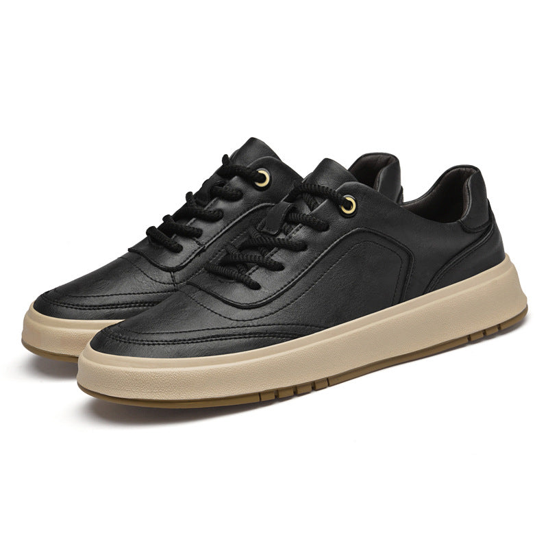 Men's Autumn Cowhide Surface Comfortable Green Retro Easy Matching Men's Board Shoes