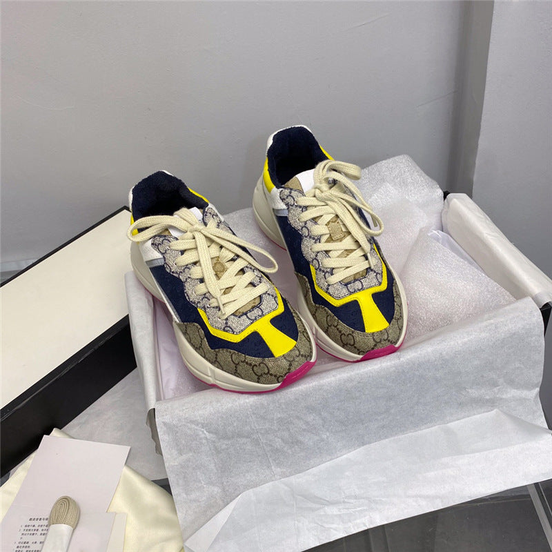 Women's & Men's Home Dad Color Matching Presbyopic Colorful Platform Height Sneakers