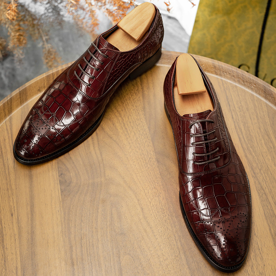 Fashion Men's British Brogue Green Carved Leather Shoes