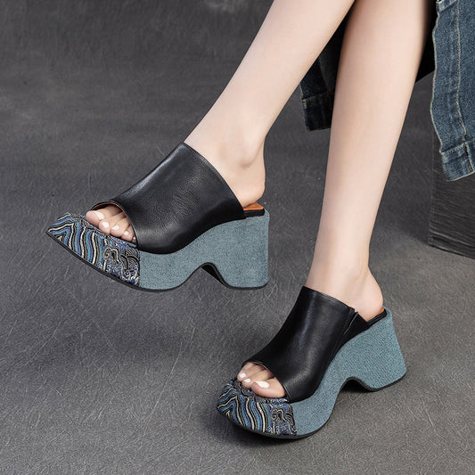 Women's Style Peep Toe Platform Stylish Outdoor Slippers
