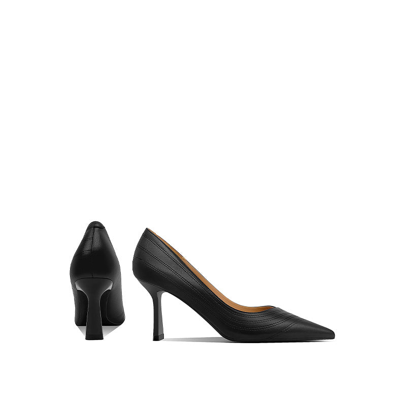 Women's Korean Style Shallow Mouth Black Single-layered Women's Shoes