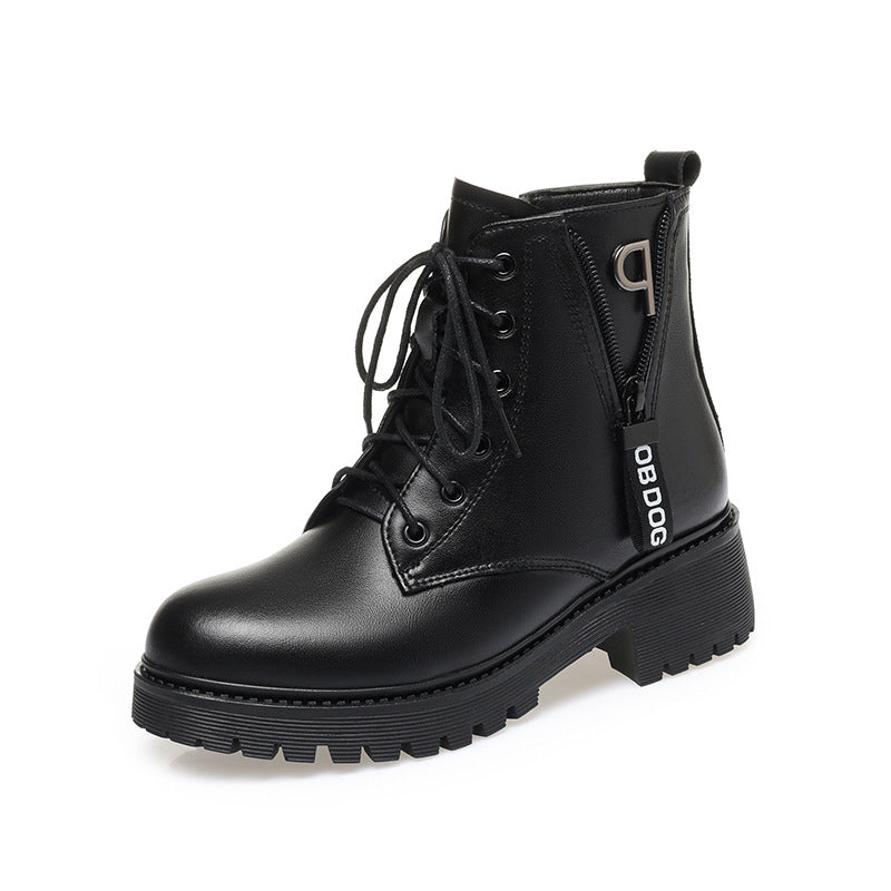 Women's Wool Big Cotton Flat Mid British Boots