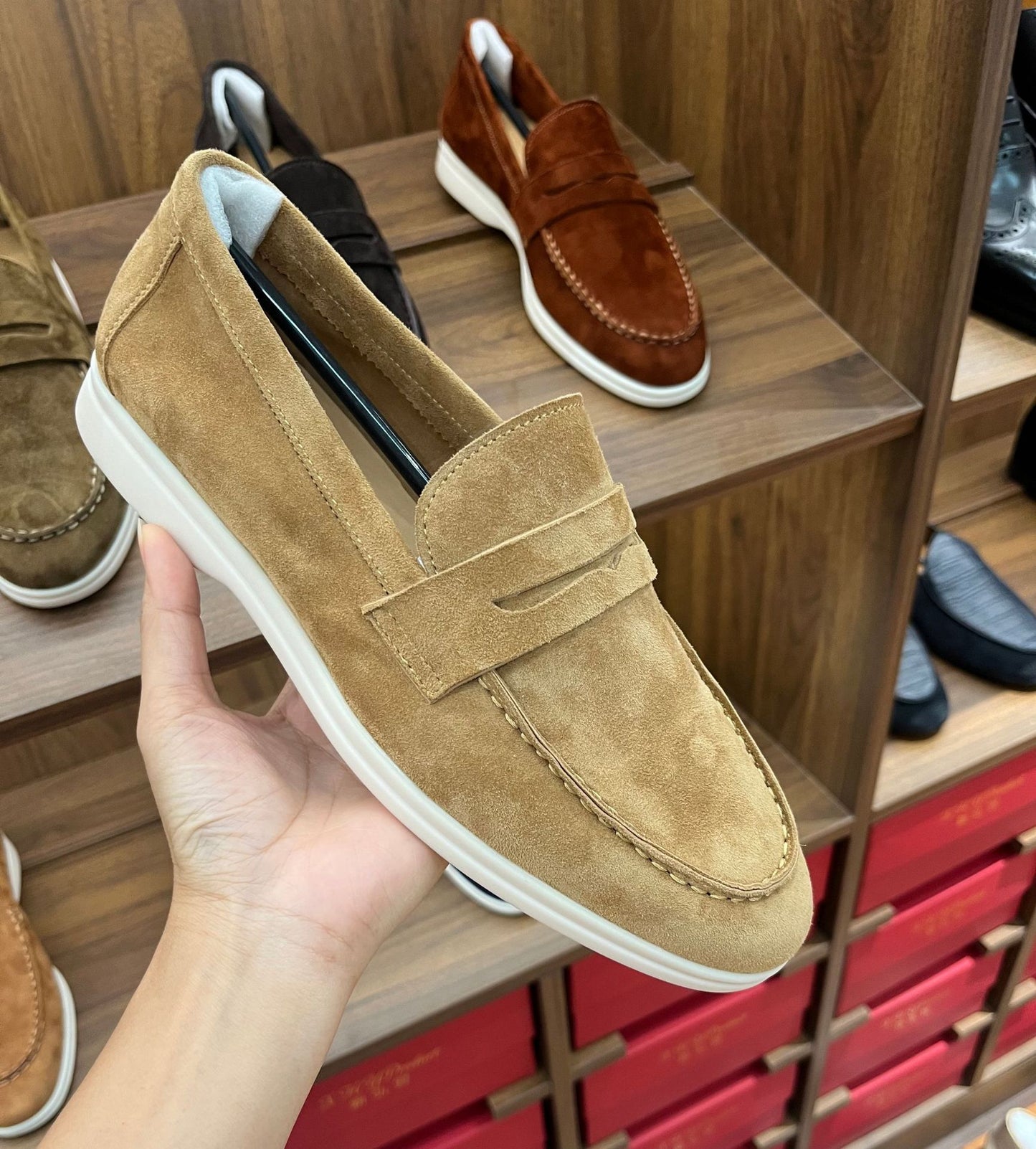 Men's British Style One Pedal Genuine Suede Matte Men's Business Leather Shoes