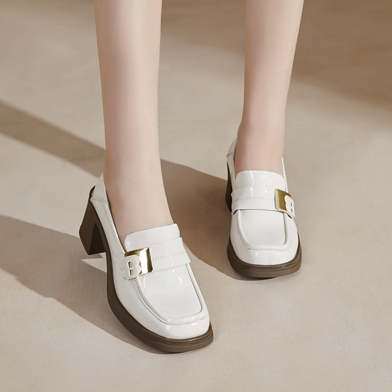Chunky Pumps Female Square Toe Slip-on Women's Fashion Shoes