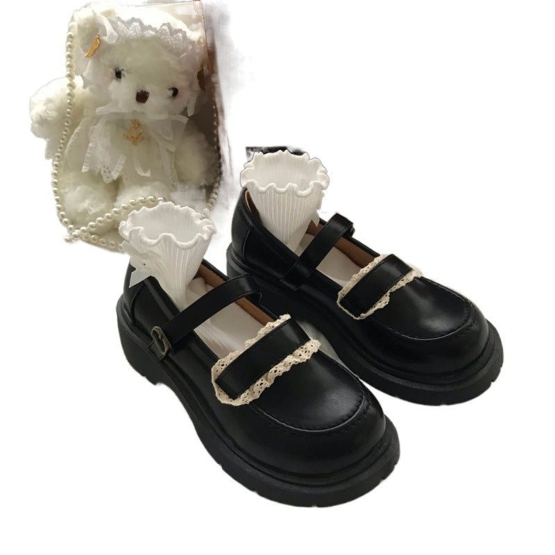 Retro British Style White Fairy Word Leather Shoes