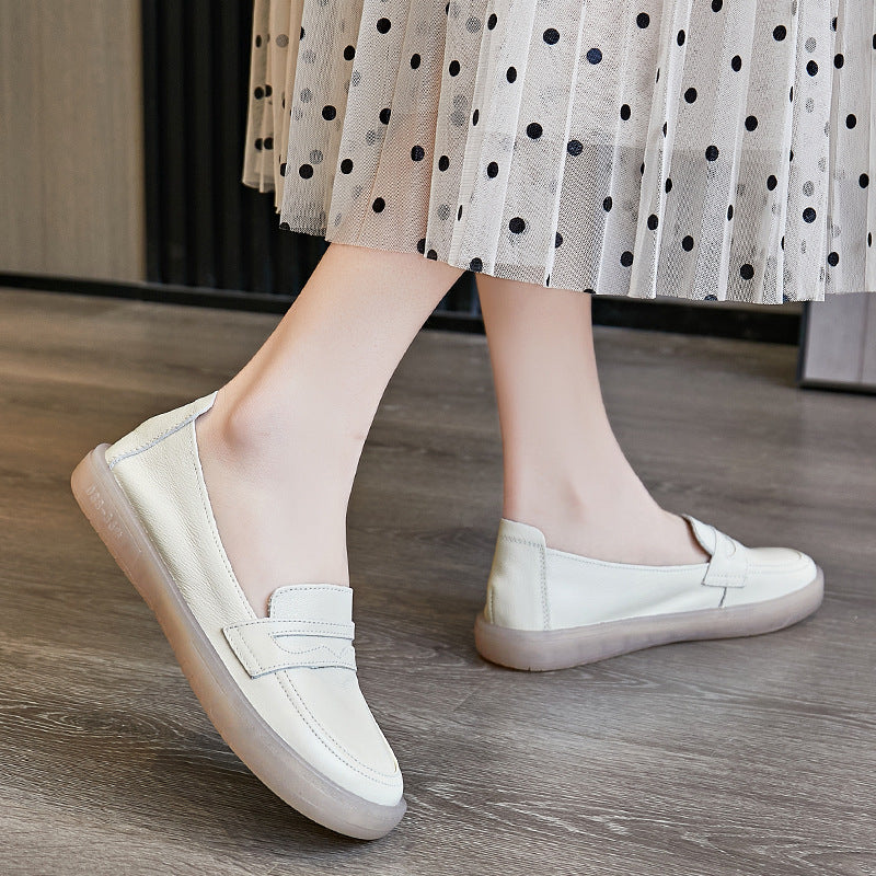 Women's & Men's Genuine White Pumps Flat Round Toe Casual Shoes