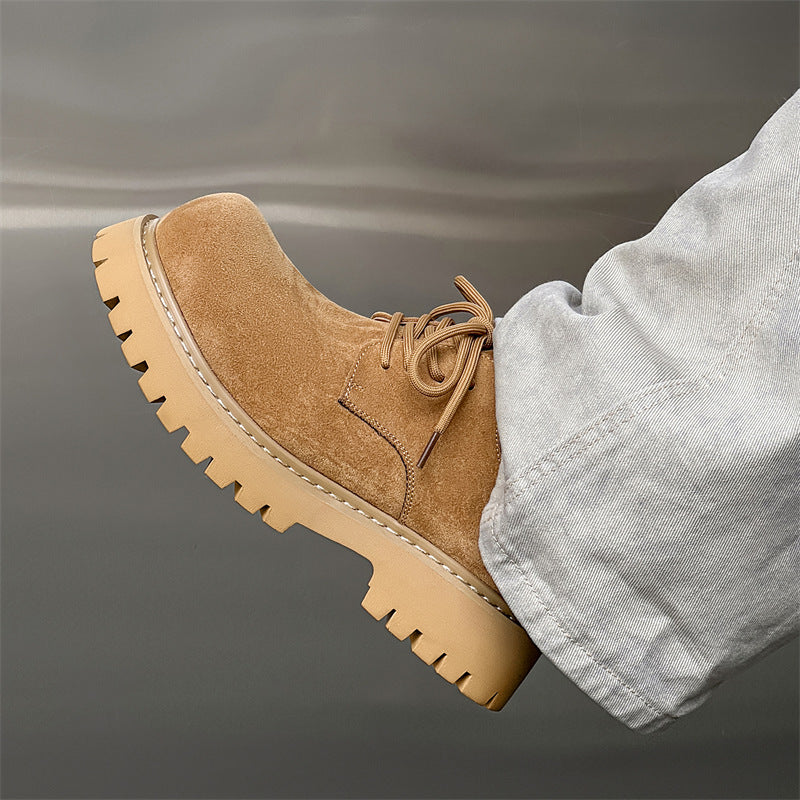 Men's Derby Vintage Platform Height Increasing Breathable Leather Shoes