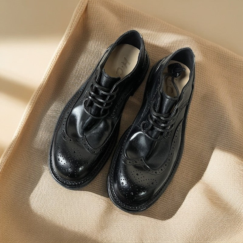 Men's Formal Wear Brogue Carved Good Year Cow Outsole Cowhide Inner Men's Business Leather Shoes
