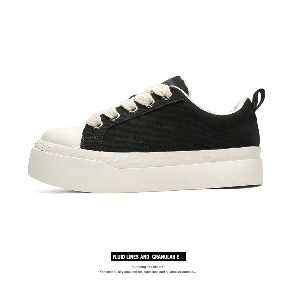 Women's & Men's Big Head Black White Classic Thick Sole Height Increasing Men's Board Shoes