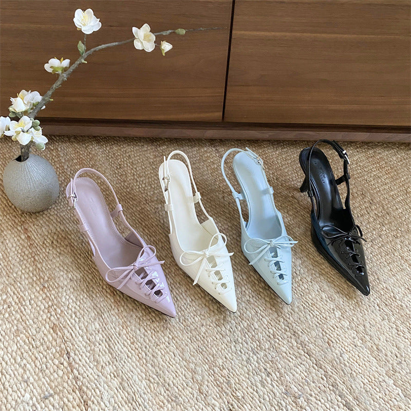 Women's Pointed Toe Stiletto Lace Up Outer Wear Summer Fairy Style High Heeled Sandals