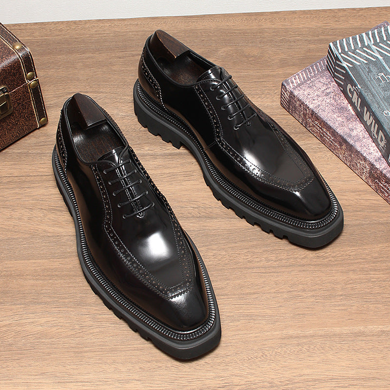 Men's Formal Wear Oxford Thick Sole Height Leather Shoes