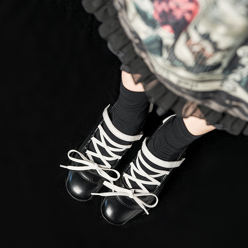 High-grade Sier Functional Sports Style Ballet Chunky French Pumps Design Women's Fashion Shoes