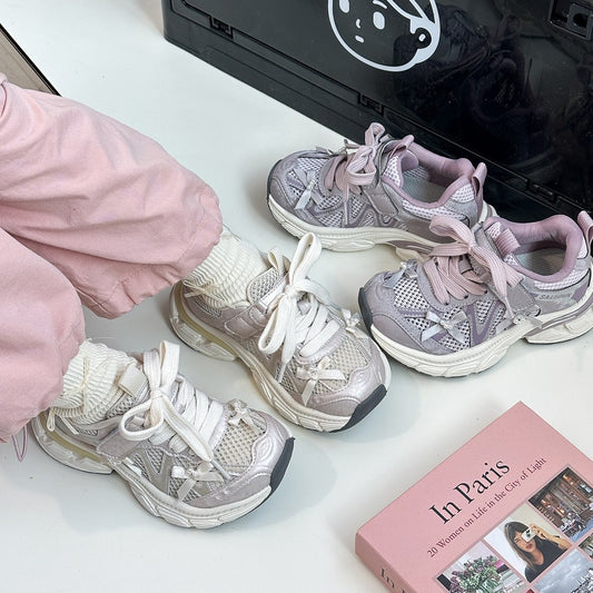 Children's Hollow Mesh Single-layer Bow Daddy Sneakers