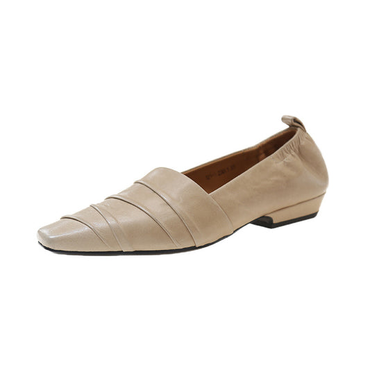 Women's Inside Outside Sheepskin Small Single-layer Spring Authentic Comfortable Leather Shoes