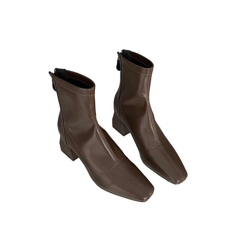 Women's High Booties Korean Style Chunky Middle Fried Boots