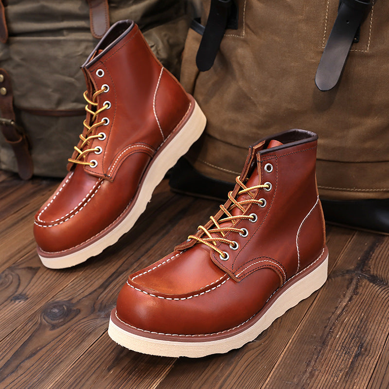 Men's Retro Short American Martin Round Toe Boots