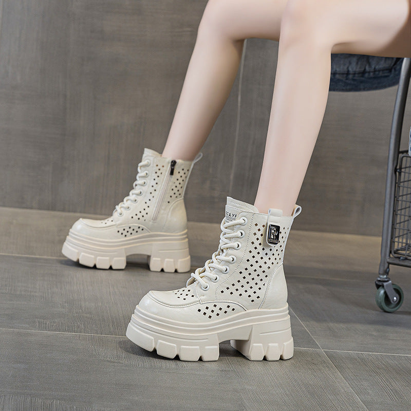 Women's Martin Summer Breathable Mesh Punching Hole Women's Leather Boots