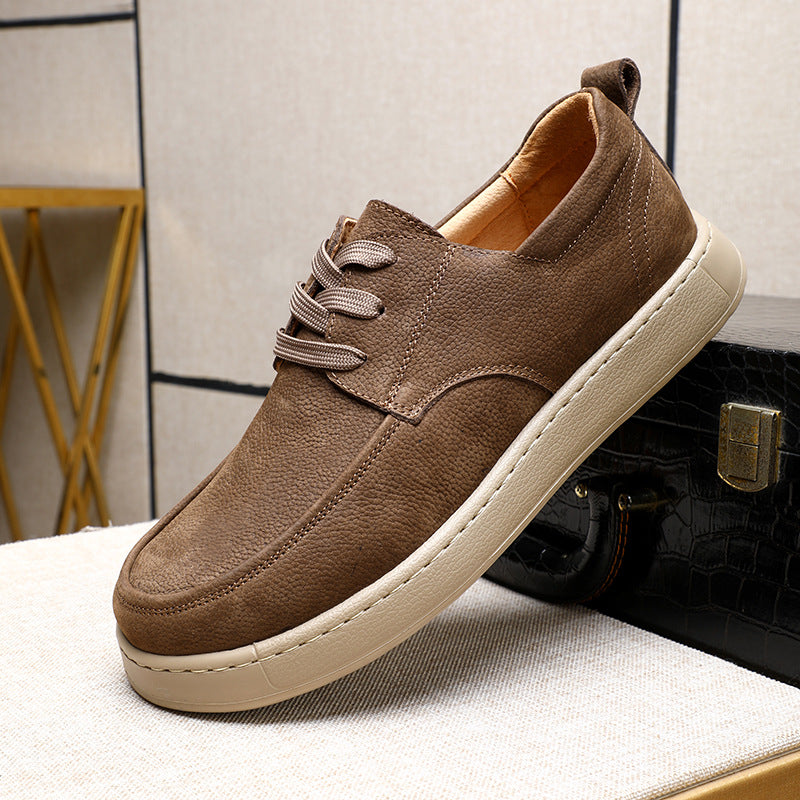 Men's Matte Cowhide Comfortable Platform Warm Genuine Casual Shoes
