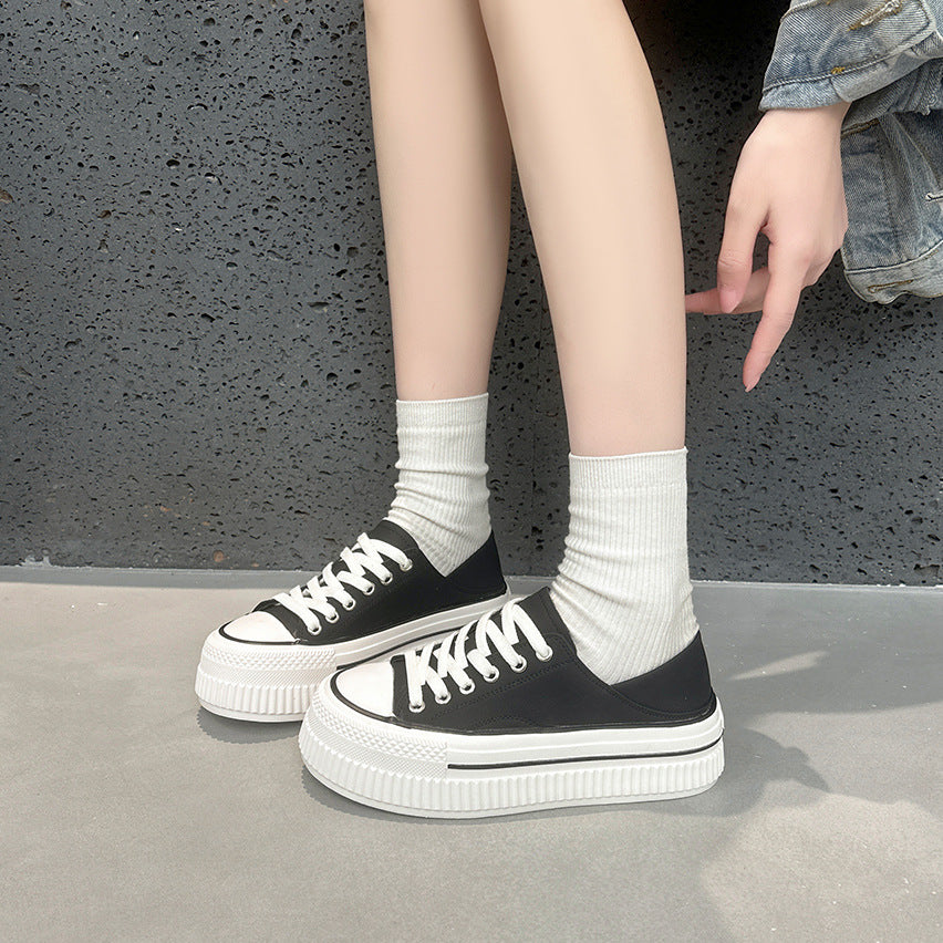 Women's Genuine Two-way White Spring Korean Style Versatile Platform Soft Women's Sports Shoes