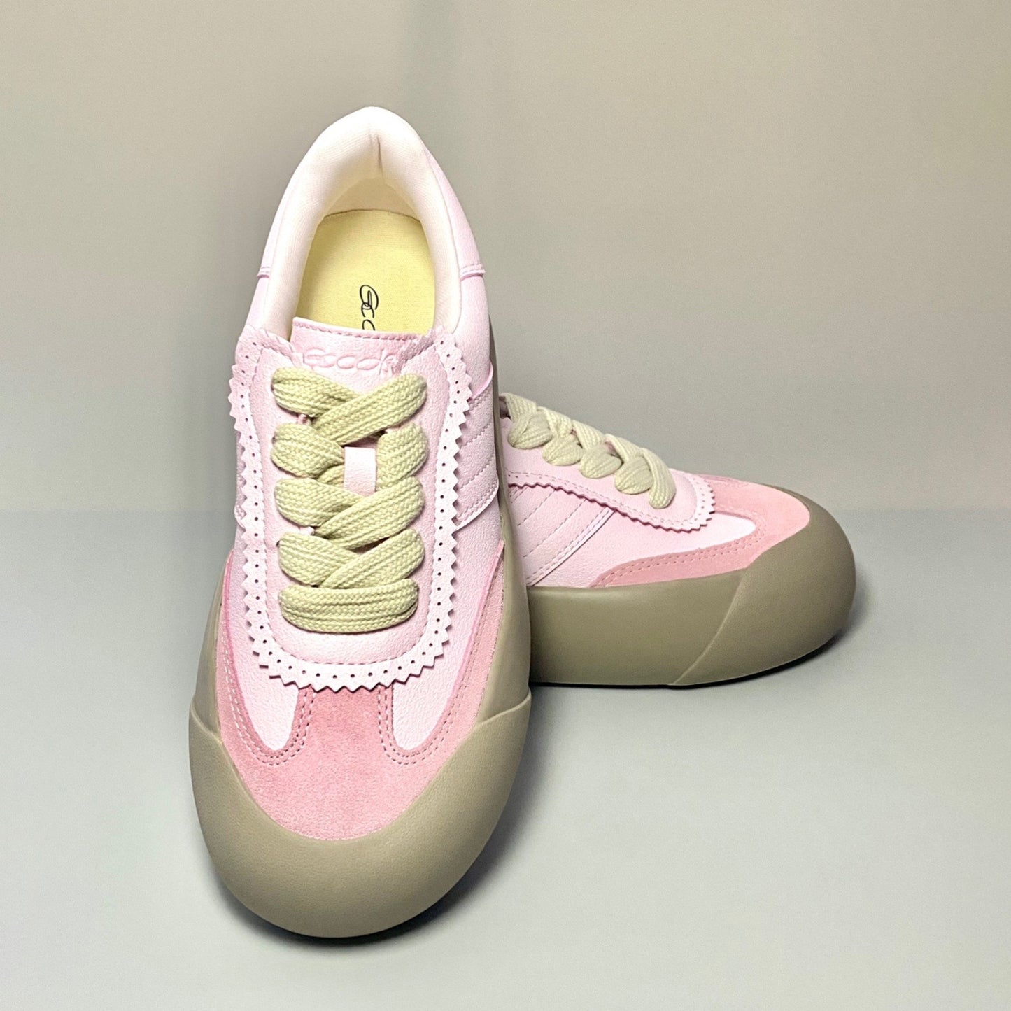 Rose Salt Puffy Preppy Style German Training Outer Wear Retro Women's Casual Shoes
