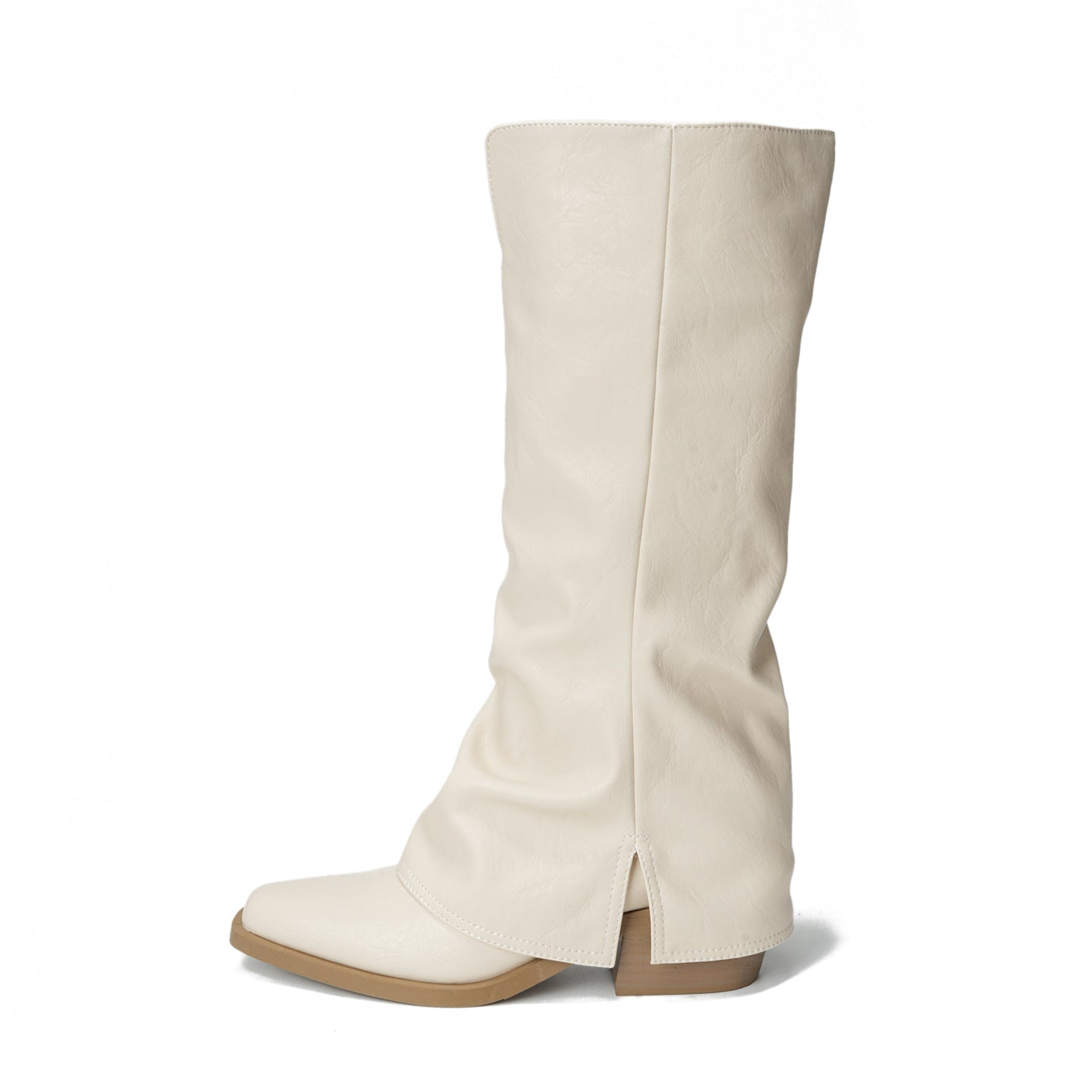 Chunky Long Female High Pointed Pile Pants Tube Knight Below Women's Leather Boots