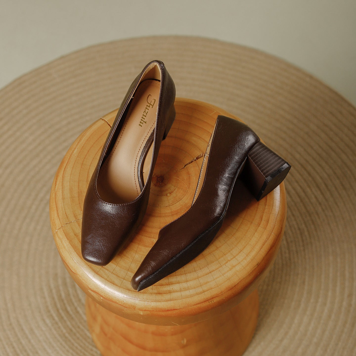 Women's Retro Square Toe High Elegant Style Shallow Mouth Women's Fashion Shoes