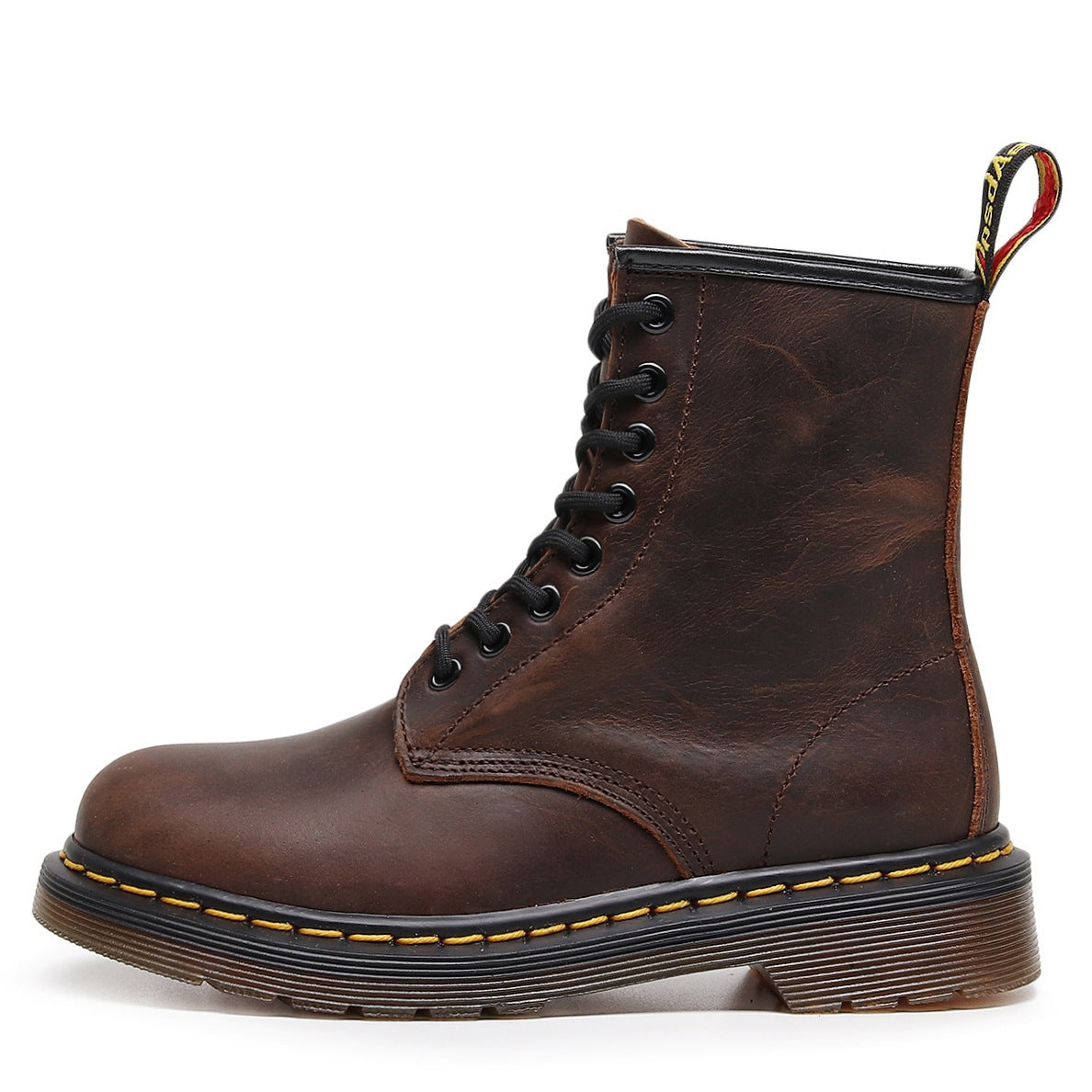 Women's & Men's Crazy Horse Brown Motorcycle Classic Retro Women's Leather Boots
