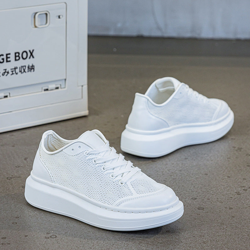 Women's White Breathable Mesh Flat Skate Men's Shoes
