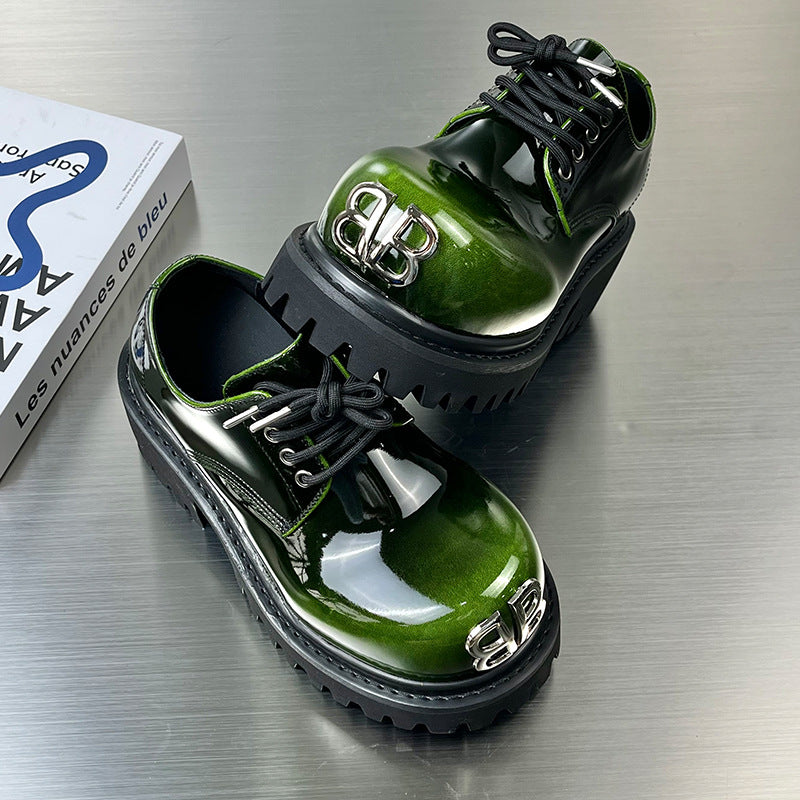 British Style Hidden Platform Motorcycle Fashionable Men's Casual Leather Shoes
