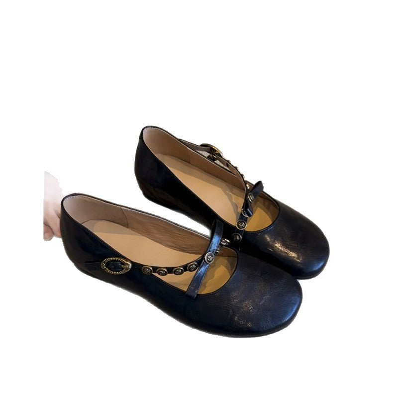 Genuine French Retro Round Head Mary Women's Fashion Shoes