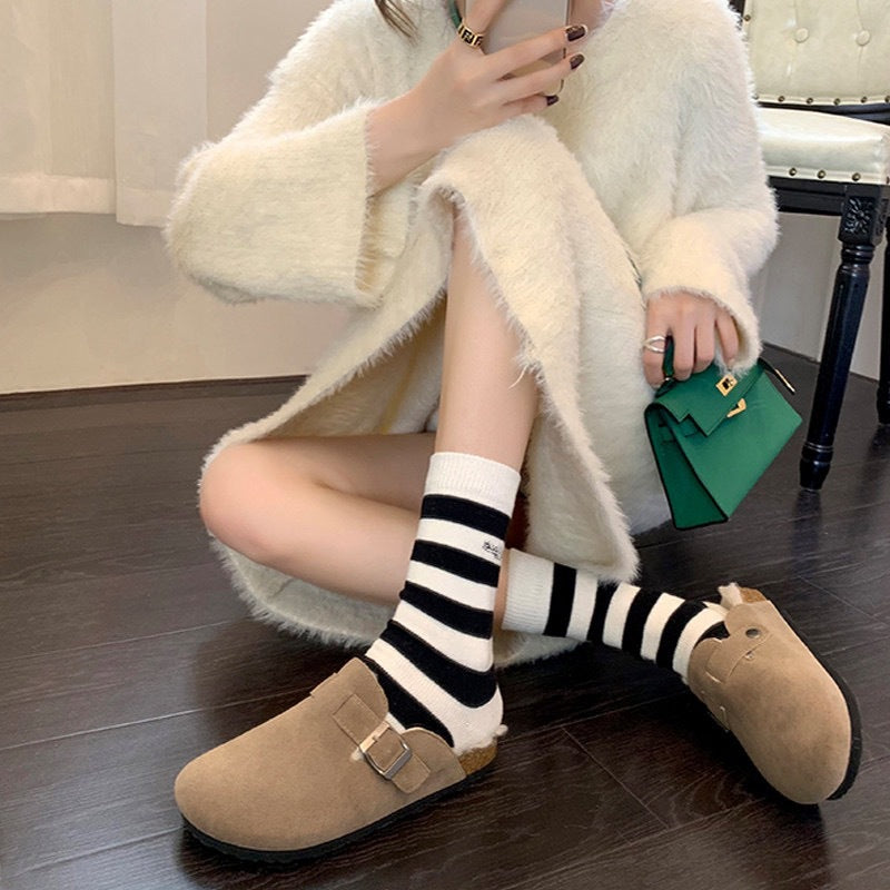 Women's Full Cotton Thick Bottom Fleece-lined Toe Sandals