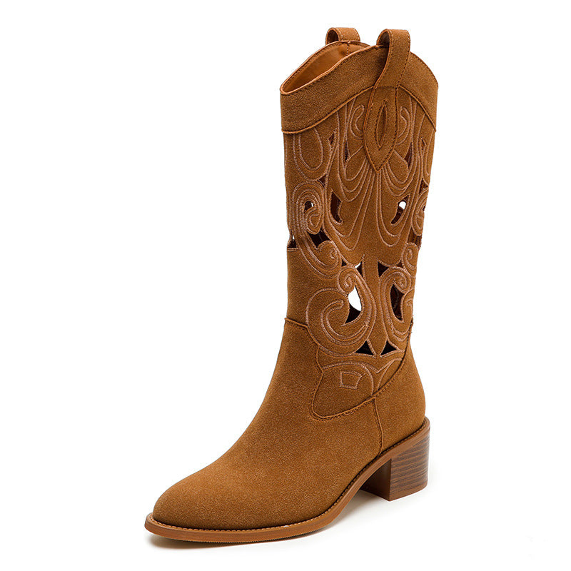 Women's Knight Retro Large Small Size Breathable Women's Leather Boots