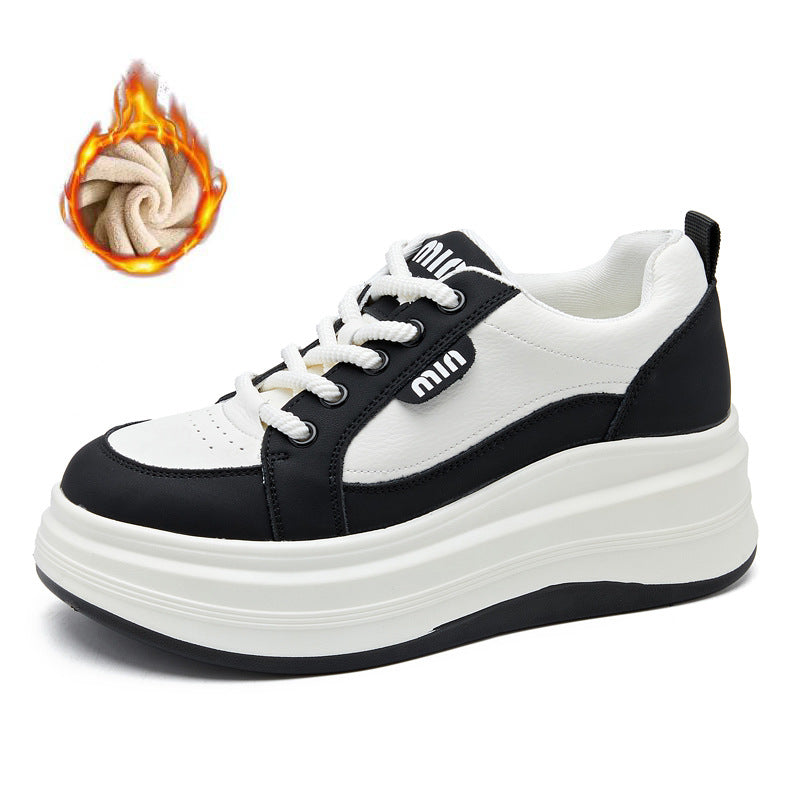 Women's Platform White Black Stylish Height Increasing Casual Shoes