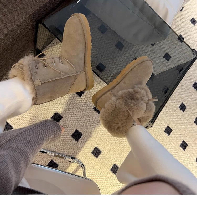 Women's Fur Winter Platform Fleece Lined Cotton Snow Boots