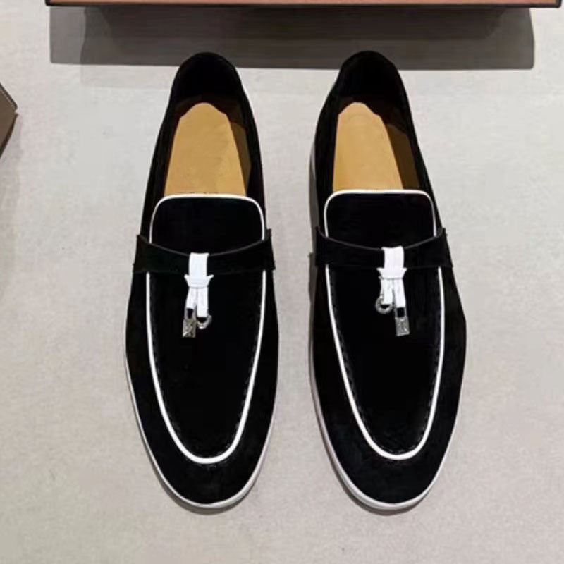 Women's & Men's Pendant Tassel Slip-on Flat Soft Bottom Suede Couple Loafers