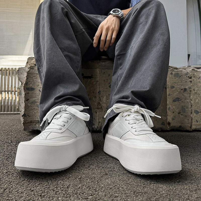 Men's Trendy Breathable White Thick Bottom Heightened Platform Versatile Casual Shoes