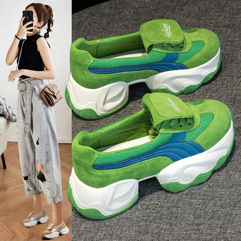 Women's Platform White Low-cut Sports Small Height Sneakers