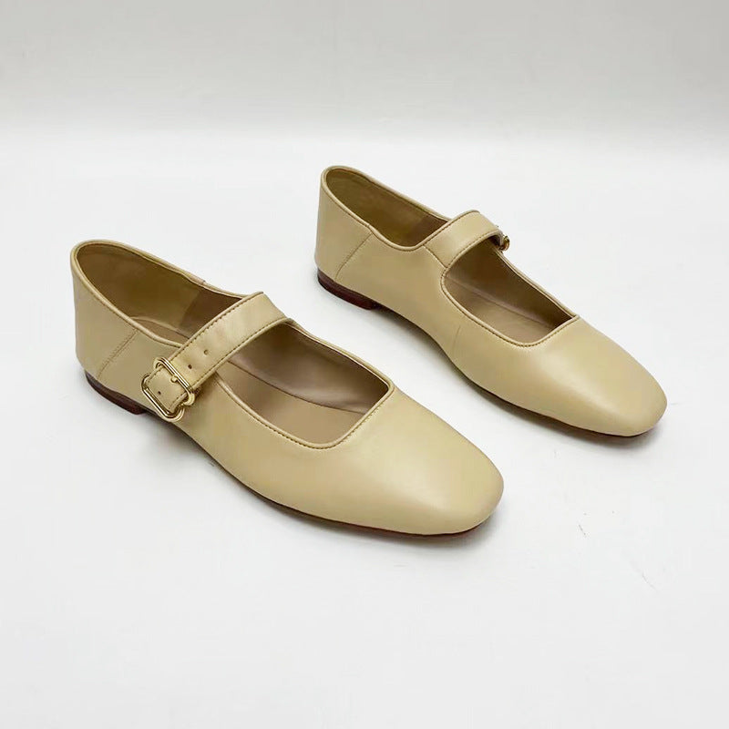 Women's Jane Flat Pumps Comfortable Square Head Women's Casual Shoes