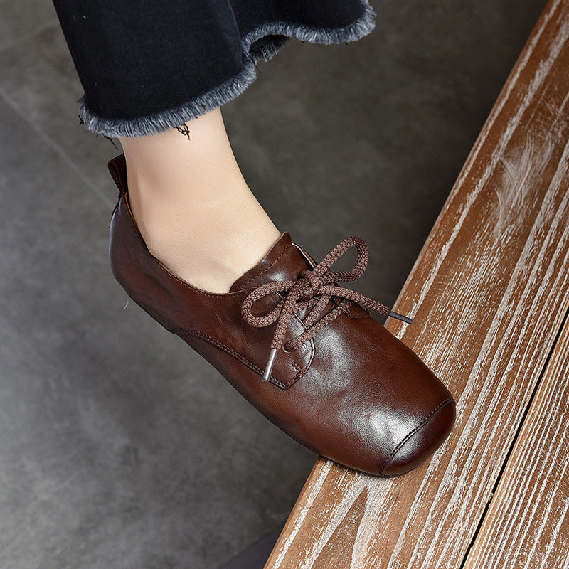 Clutch Pattern Authentic Square Toe Pumps Retro British Style Small Leather Shoes