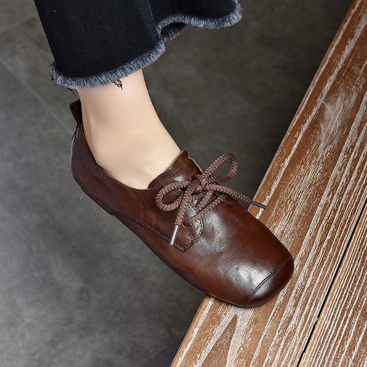 Clutch Pattern Authentic Square Toe Pumps Retro British Style Small Leather Shoes