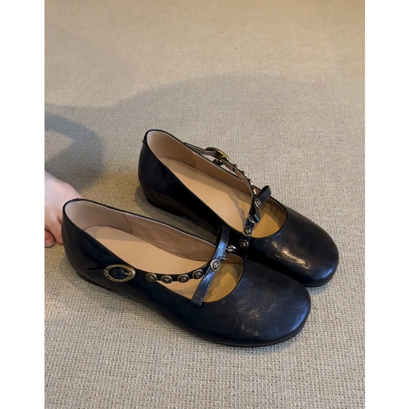 Genuine French Retro Round Head Mary Women's Fashion Shoes
